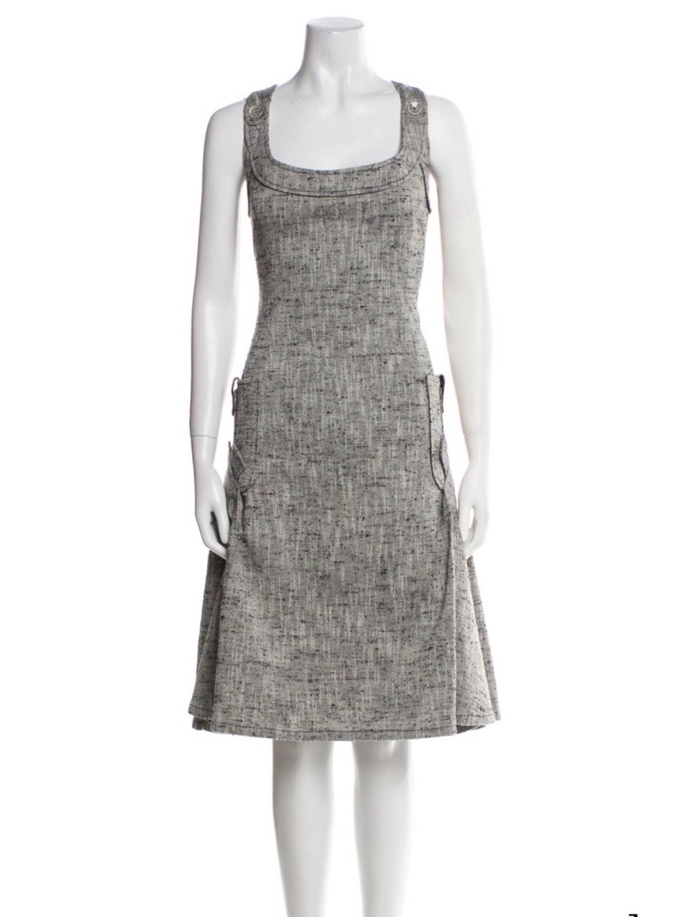 Carolina Herrera Grey Tweed Midi Dress